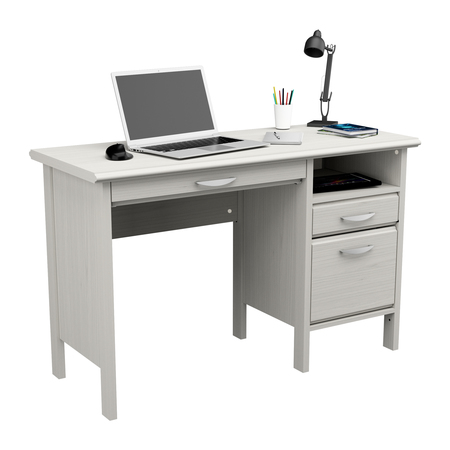 Inval Computer Desk 47 in. W Rectangular Washed Oak 2 Drawer with Keyboard Tray ES-15103